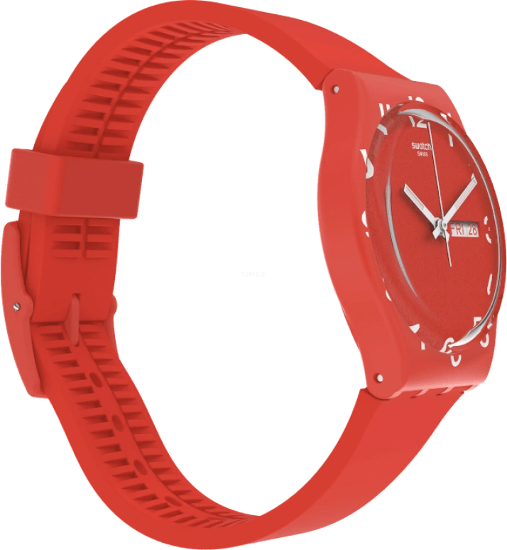 Swatch,Originals 39.20mm,39.20mm,Plastic,Red,Sapphire,Crystal Glass,Closed,GR713