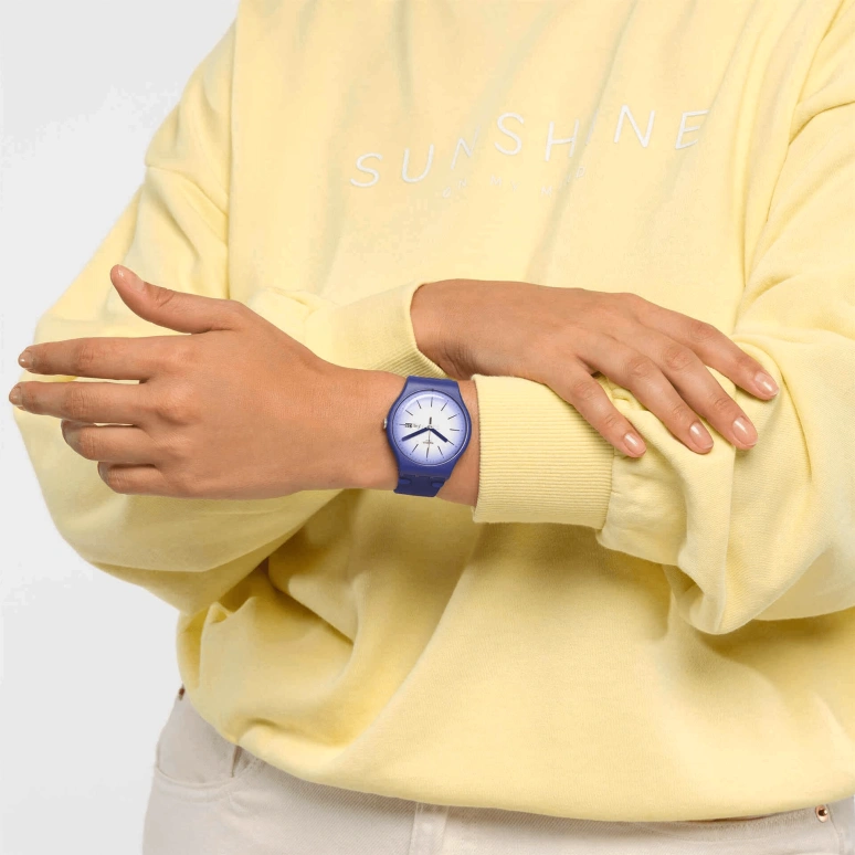 Swatch,Other 41mm,41mm,Plastic,Gradient,White,Quartz,Date,Day,SUON716