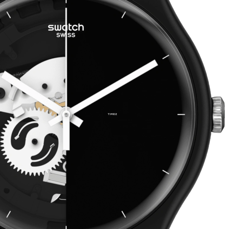 Swatch,Originals 41mm,41mm,Bioceramic,Black,Skeleton,Quartz,Tonneau,Black,SO32B107