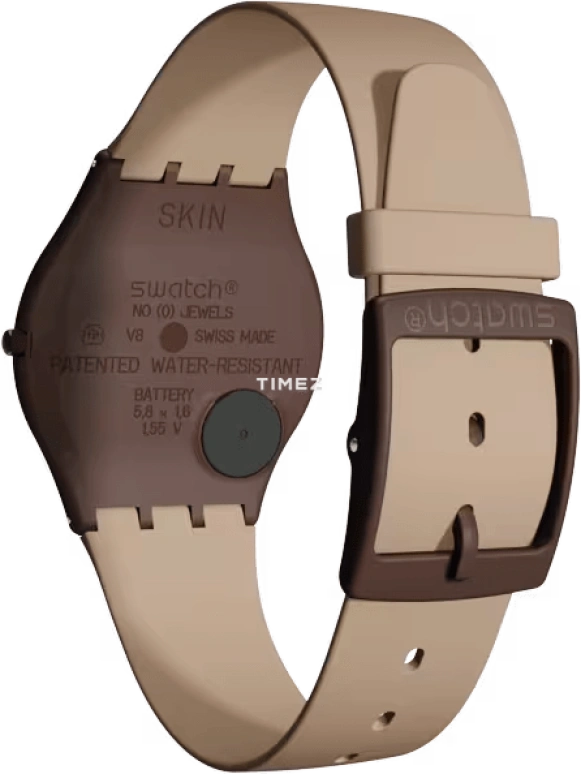 Swatch,SKIN 34mm,34mm,Plastic,Brown,Quartz,Tonneau,Coffee,SFC106