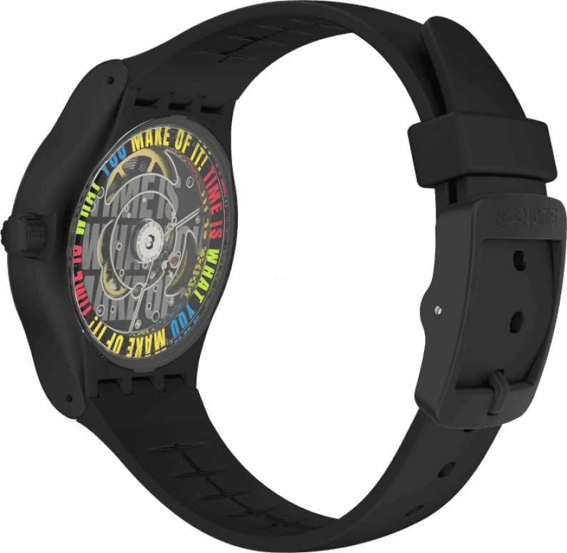 Swatch,Originals 42mm,42mm,Bio-sourced,Black,Quartz,Sapphire,Crystal Glass,Round,SO30B400