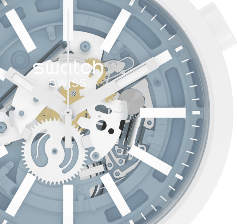 Swatch,THE BOLD 47mm,47mm,Bioceramic,White,Quartz,Tonneau,SB03N103