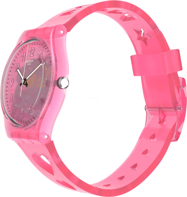 Swatch,Originals 34mm,34mm,Plastic,Pink,Sapphire,Crystal Glass,Open,GZ354