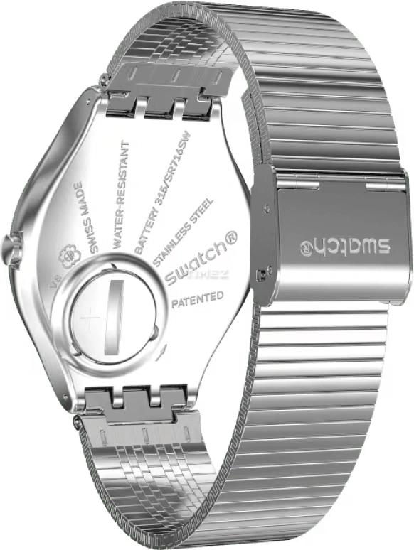 Swatch,SKIN 38mm,38mm,Stainless Steel,Purple,Quartz,Tonneau,Gray,SYXS123GG