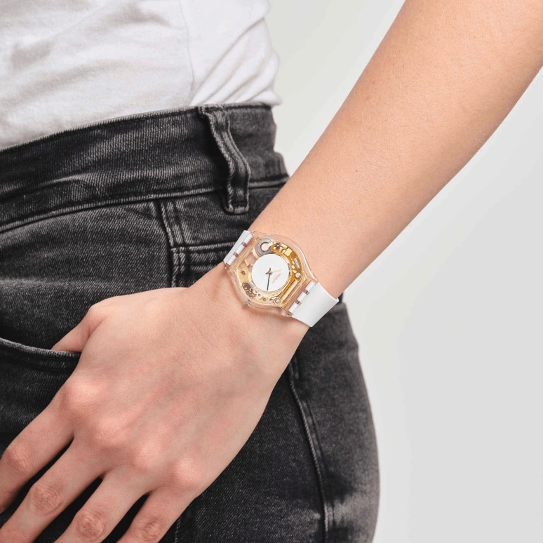 Swatch,SKIN 34mm,34mm,Plastic,White,Transparent,SS08K106