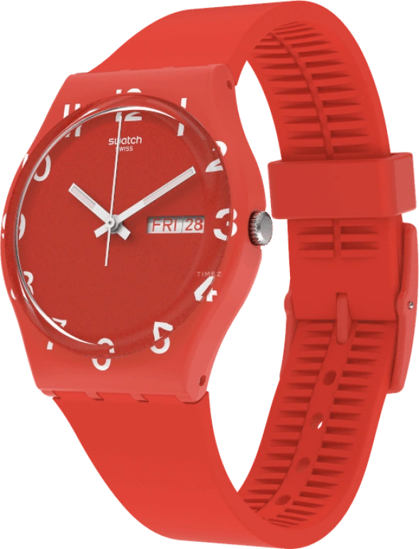 Swatch,Originals 39.20mm,39.20mm,Plastic,Red,Sapphire,Crystal Glass,Closed,GR713