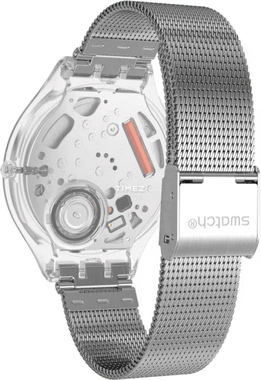 Swatch,SKIN 40mm,40mm,Plastic,Grey,Quartz,Sapphire,Crystal Glass,Tonneau,SVUK103M