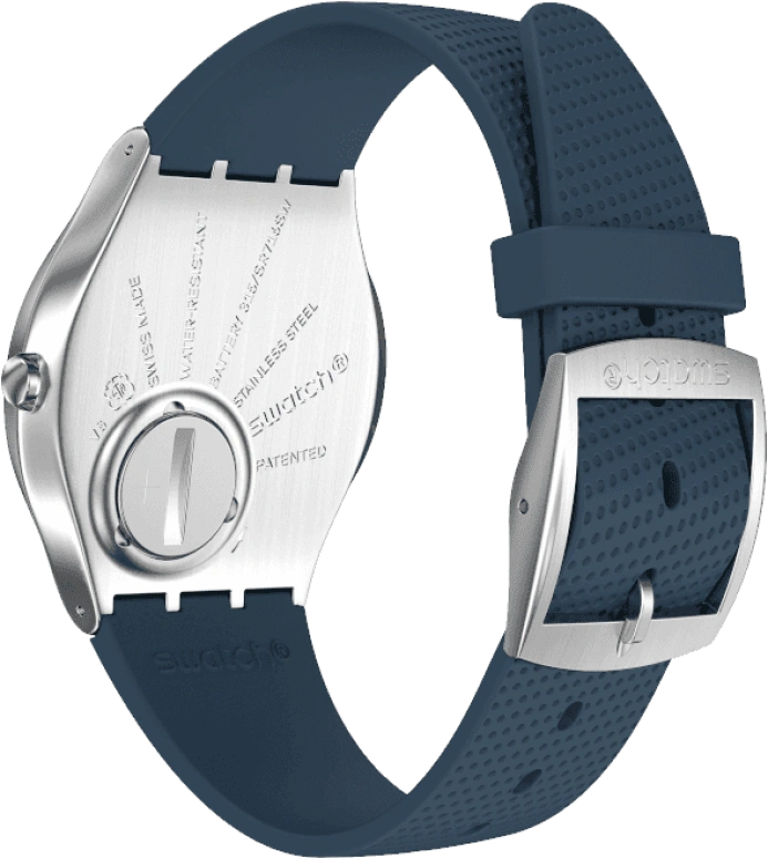 Swatch,SKIN 42mm,42mm,Stainless Steel,Blue,Quartz,Round,Silver,SS07S102