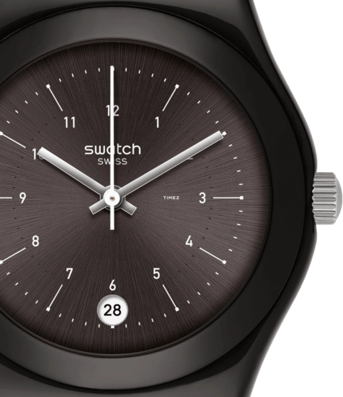 Swatch,IRONY 33mm,33mm,Stainless Steel,Black,Quartz,Day,Tonneau,YLB403M