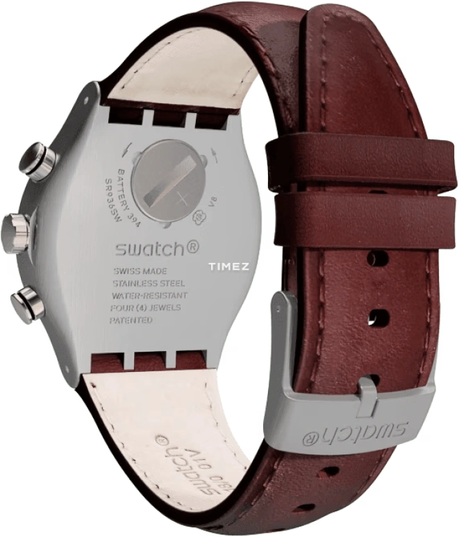 Swatch,Other 43mm,43mm,Stainless Steel,Grey,Quartz,Chronograph,Day,YVS437