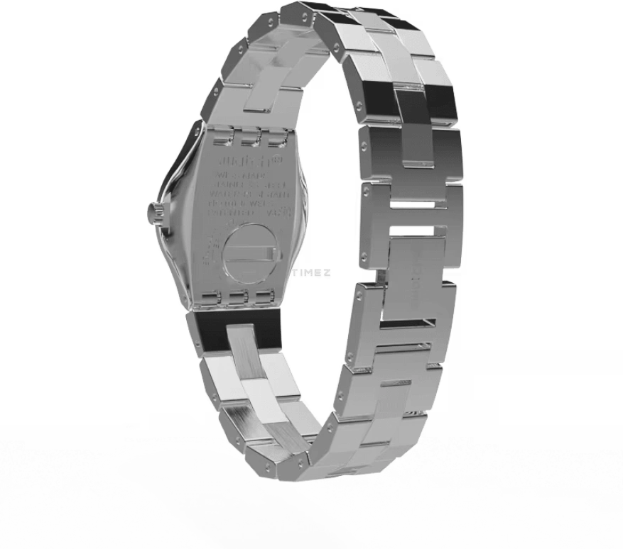 Swatch,IRONY 25mm,25mm,Stainless Steel,Silver,Grey,Quartz,Sapphire,Crystal Glass,Tonneau,YSS304G