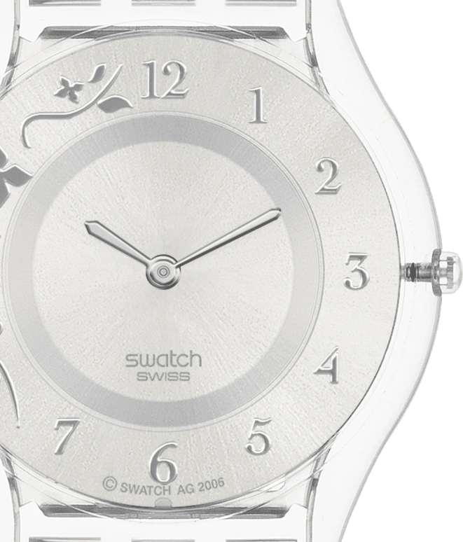 Swatch,SKIN 34mm,34mm,Bio-sourced,White,Quartz,Round,Transparent,SS08K100G