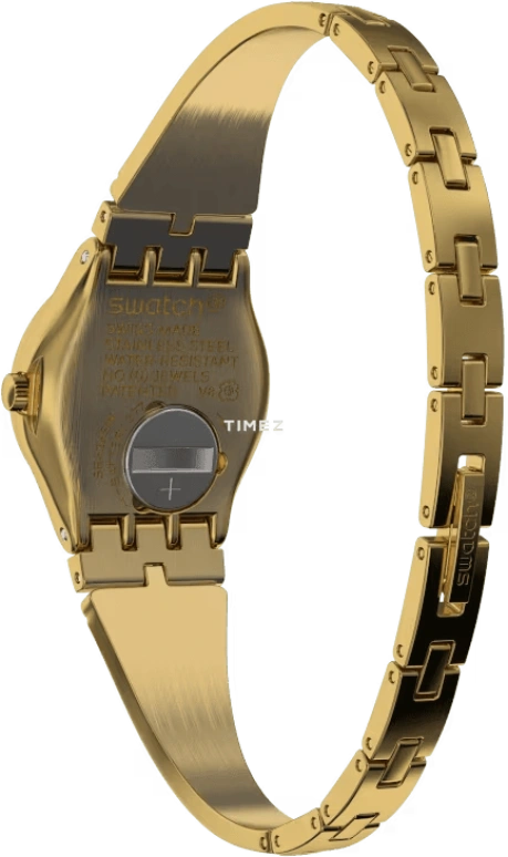 Swatch,IRONY 25mm,25mm,Stainless Steel,White,Quartz,Tonneau,Gold,YSG155G