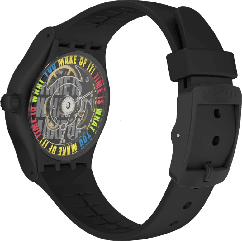 Swatch,Originals 42mm,42mm,Bio-sourced,Black,Quartz,Sapphire,Crystal Glass,Round,SO30B400