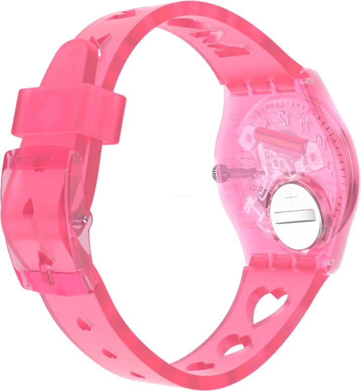 Swatch,Originals 34mm,34mm,Plastic,Pink,Sapphire,Crystal Glass,Open,GZ354