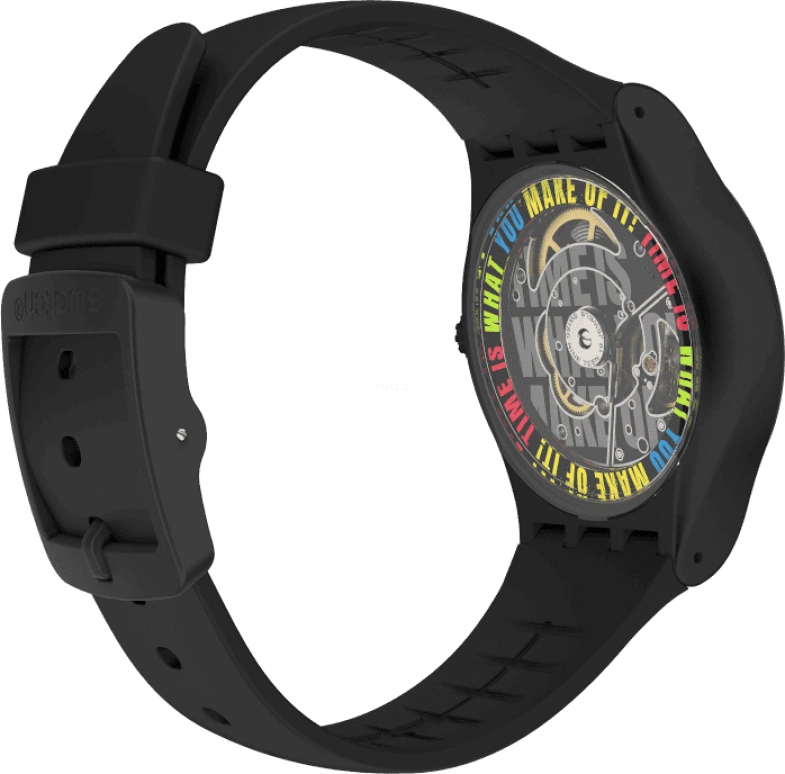 Swatch,Originals 42mm,42mm,Bio-sourced,Black,Quartz,Sapphire,Crystal Glass,Round,SO30B400