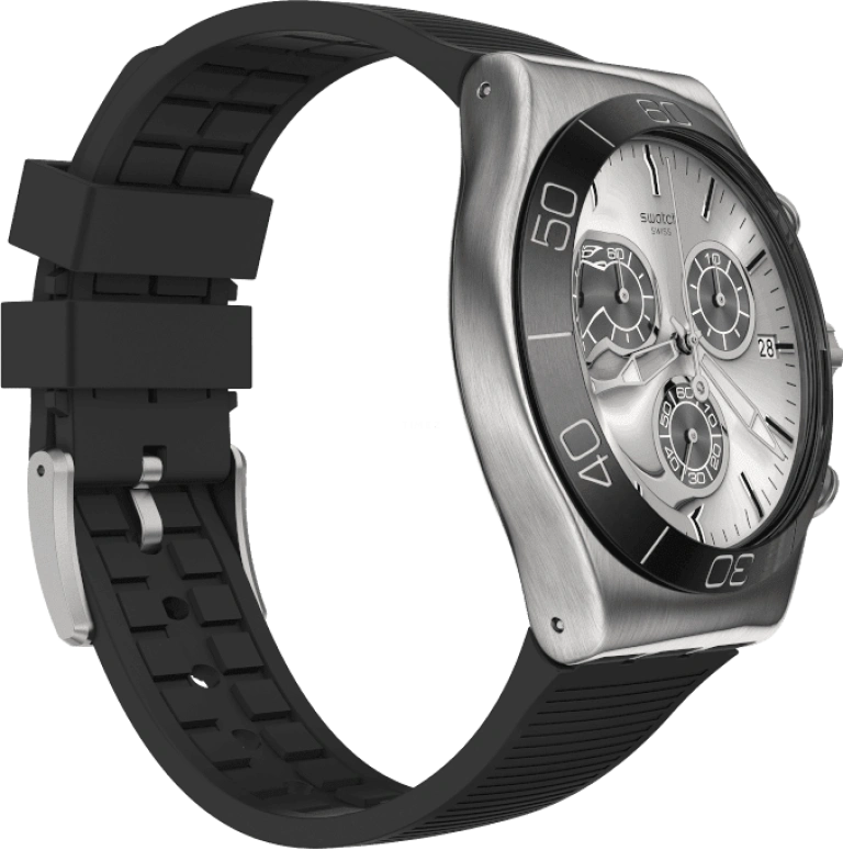 Swatch,IRONY 43mm,43mm,Stainless Steel,Black,Silver,YVS486
