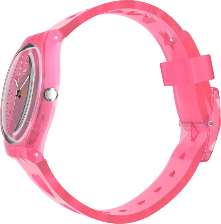 Swatch,Originals 34mm,34mm,Plastic,Pink,Sapphire,Crystal Glass,Open,GZ354