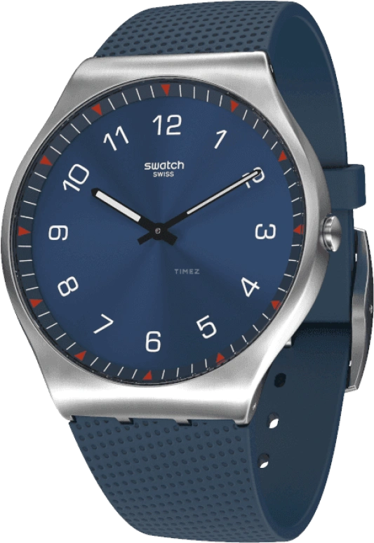 Swatch,SKIN 42mm,42mm,Stainless Steel,Blue,Quartz,Round,Silver,SS07S102