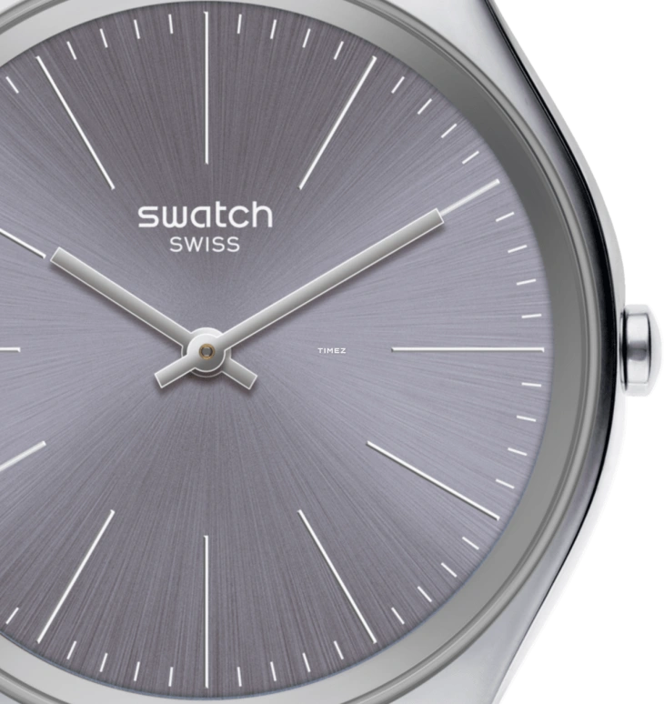 Swatch,SKIN 38mm,38mm,Stainless Steel,Purple,Quartz,Tonneau,Gray,SYXS123GG