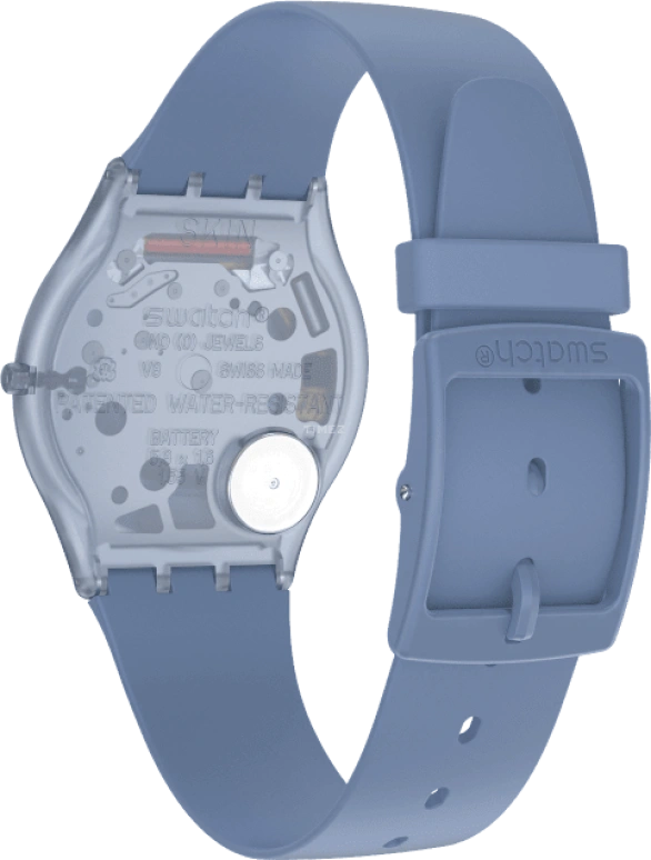 Swatch,SKIN 34mm,34mm,Bioceramic,Blue,Open,SS08N100