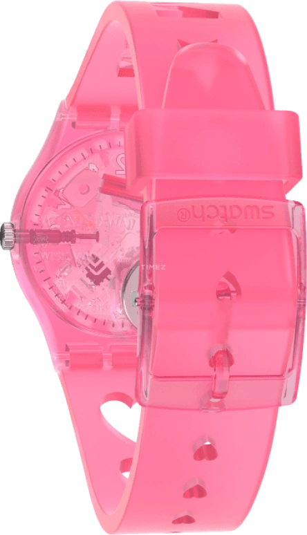 Swatch,Originals 34mm,34mm,Plastic,Pink,Sapphire,Crystal Glass,Open,GZ354