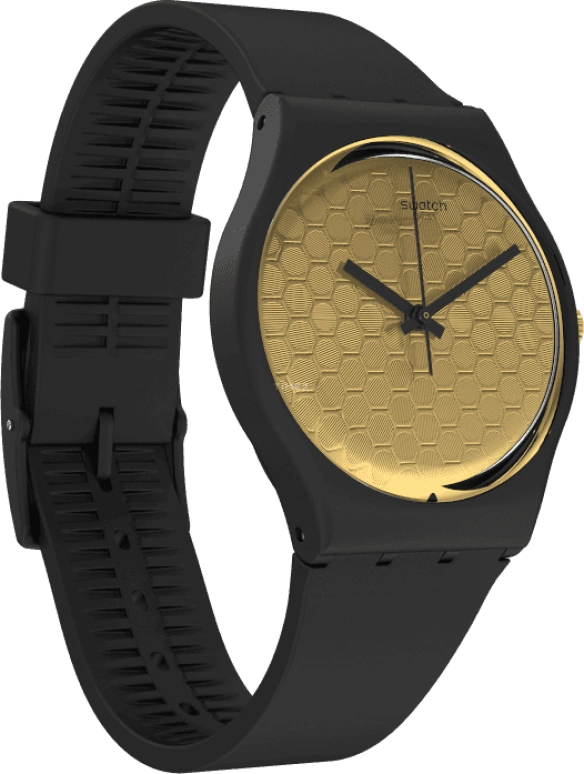 Swatch,Originals 34mm,34mm,Plastic,Gold,Sapphire,Crystal Glass,GB323