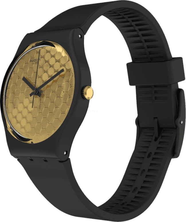 Swatch,Originals 34mm,34mm,Plastic,Gold,Sapphire,Crystal Glass,GB323