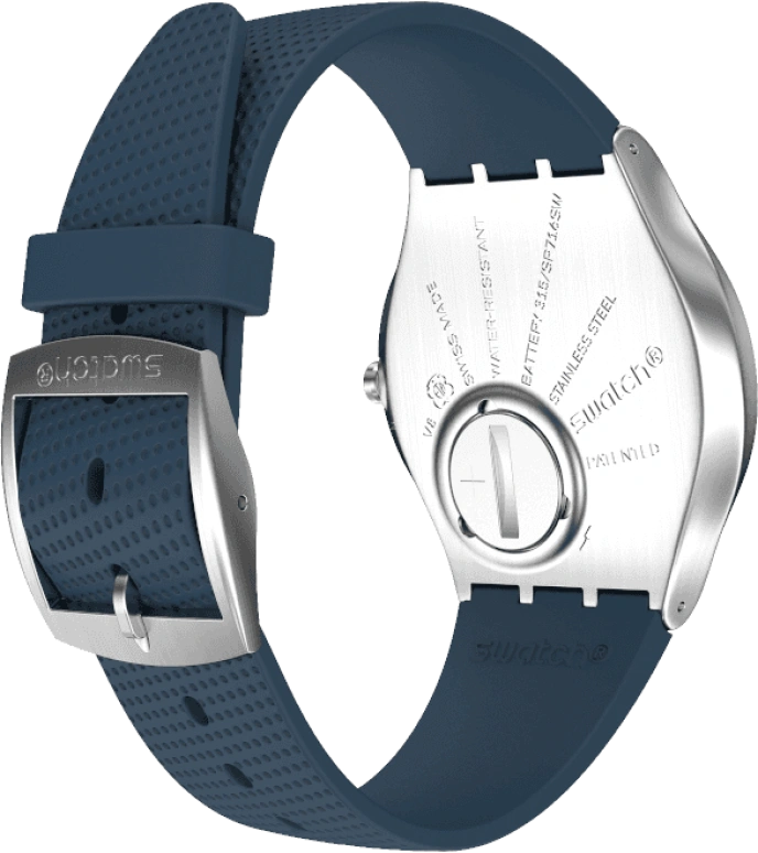 Swatch,SKIN 42mm,42mm,Stainless Steel,Blue,Quartz,Round,Silver,SS07S102