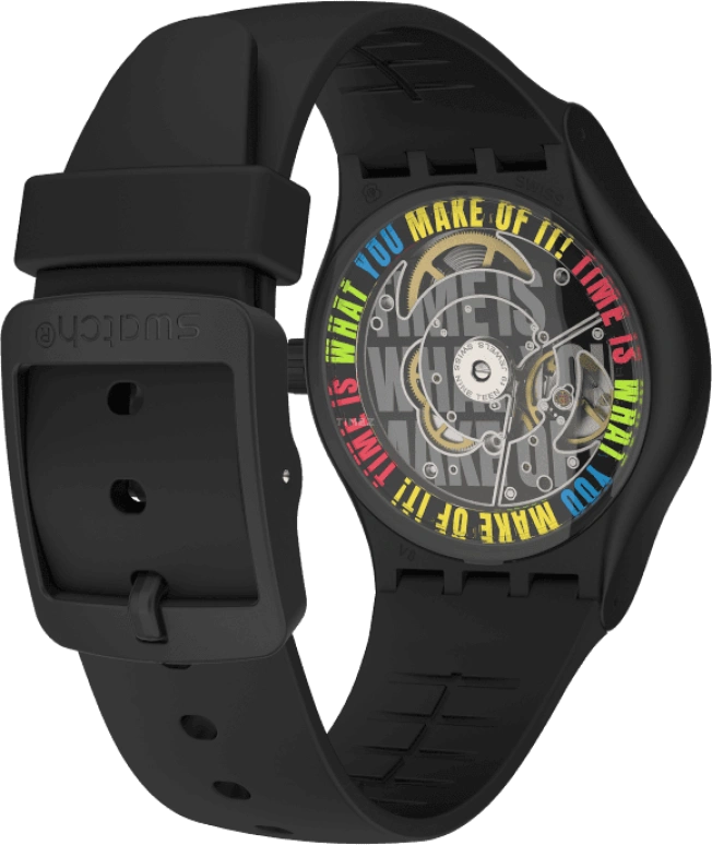 Swatch,Originals 42mm,42mm,Bio-sourced,Black,Quartz,Sapphire,Crystal Glass,Round,SO30B400