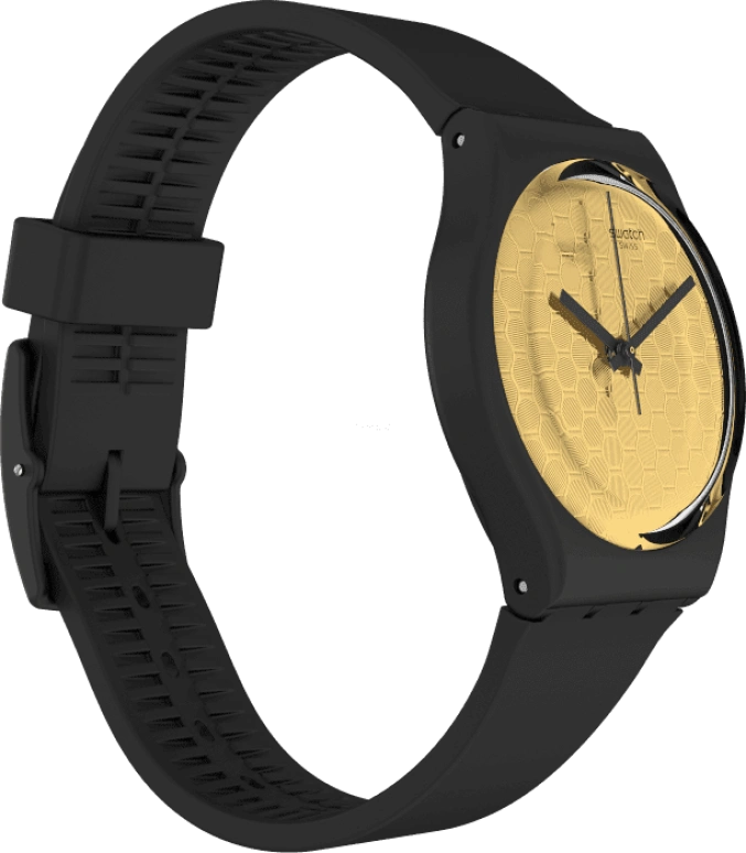 Swatch,Originals 34mm,34mm,Plastic,Gold,Sapphire,Crystal Glass,GB323