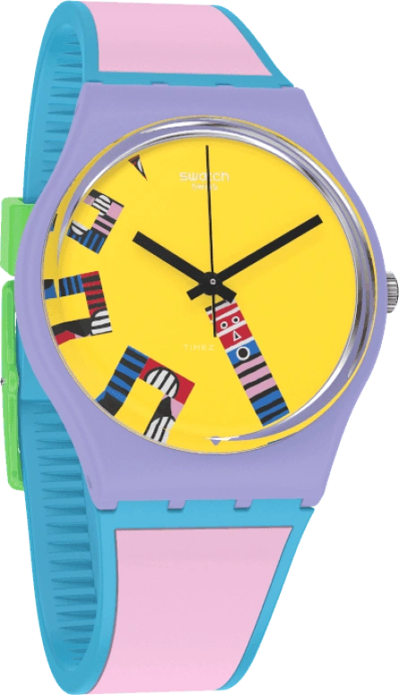 Swatch,Originals 34mm,34mm,Plastic,Yellow,Closed,GZ342