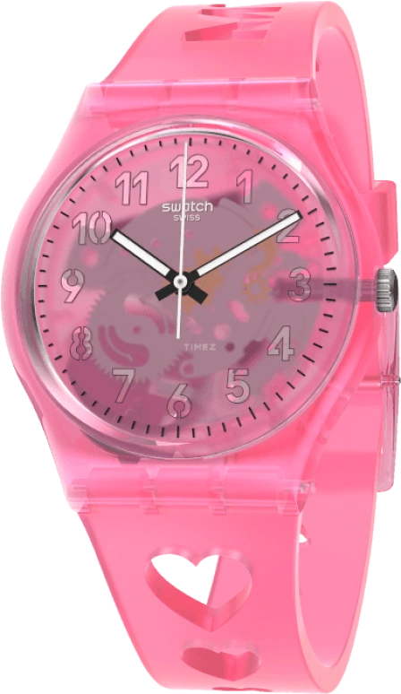 Swatch,Originals 34mm,34mm,Plastic,Pink,Sapphire,Crystal Glass,Open,GZ354
