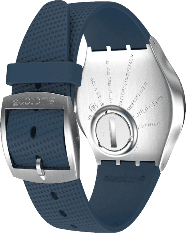 Swatch,SKIN 42mm,42mm,Stainless Steel,Blue,Quartz,Round,Silver,SS07S102
