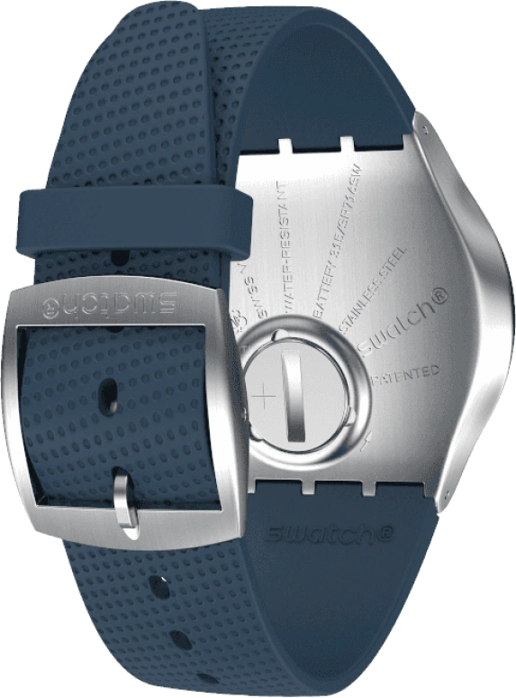 Swatch,SKIN 42mm,42mm,Stainless Steel,Blue,Quartz,Round,Silver,SS07S102
