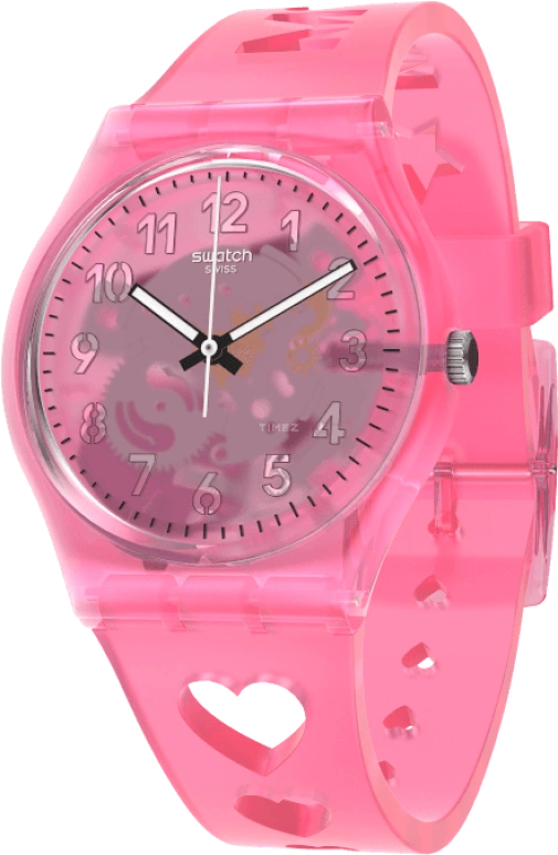 Swatch,Originals 34mm,34mm,Plastic,Pink,Sapphire,Crystal Glass,Open,GZ354