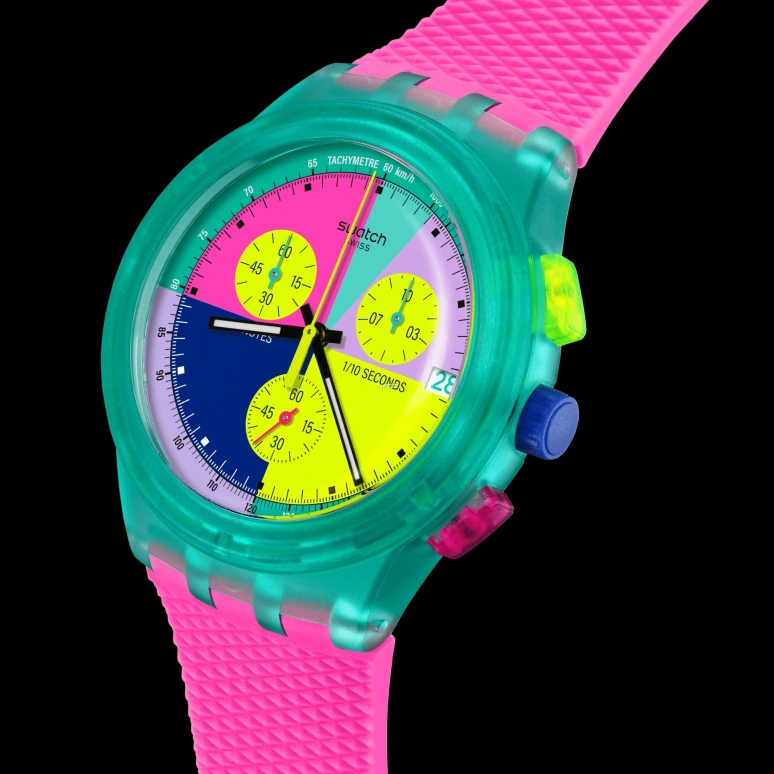 Swatch,Originals 42mm,42mm,Plastic,Multi-Color,Quartz,Chronograph,Day,SUSG408