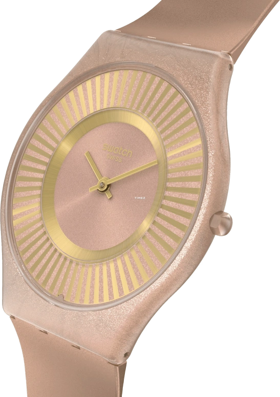 Swatch,Other 34mm,34mm,Bio-sourced,Yellow Tan,Quartz,Sapphire,Crystal Glass,Round,SS08C102
