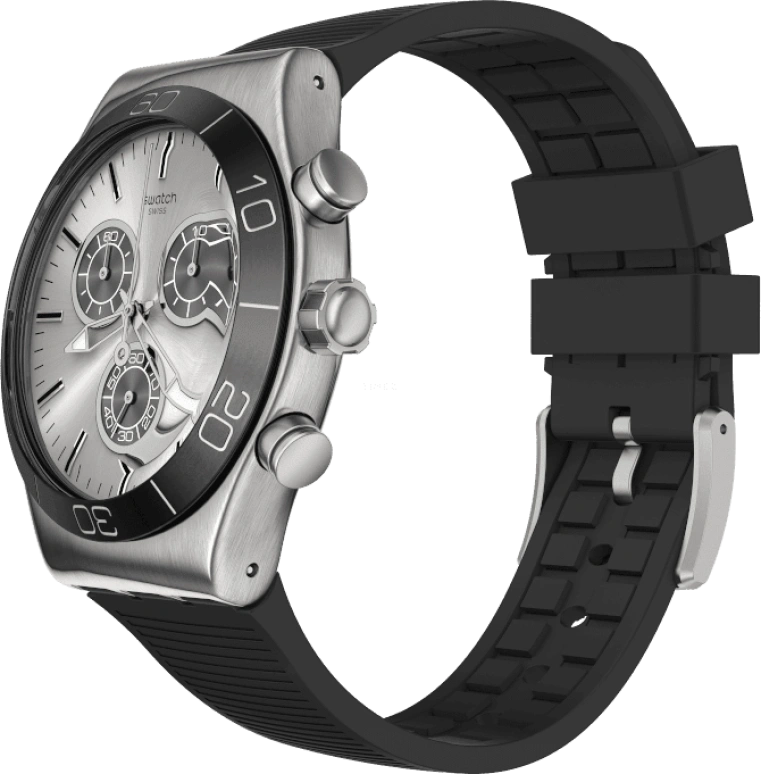 Swatch,IRONY 43mm,43mm,Stainless Steel,Black,Silver,YVS486