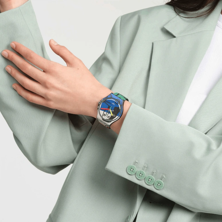 Swatch,Originals 41mm,41mm,Plastic,Blue,White,Black,Quartz,Round,Black,SUOZ363