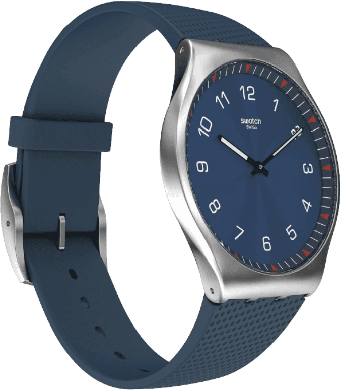 Swatch,SKIN 42mm,42mm,Stainless Steel,Blue,Quartz,Round,Silver,SS07S102