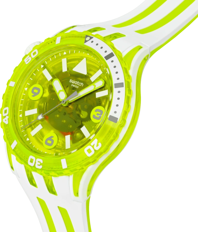 Swatch,SCUBAQUA 44x51.50mm,44x51.50mm,Bio-sourced,Bioceramic,Transparent,Yellow,Quartz,Round,Yellow,SSCU09J100