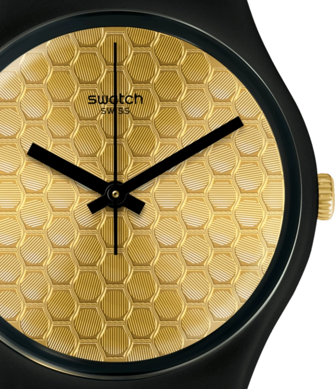 Swatch,Originals 34mm,34mm,Plastic,Gold,Sapphire,Crystal Glass,GB323