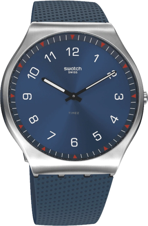 Swatch,SKIN 42mm,42mm,Stainless Steel,Blue,Quartz,Round,Silver,SS07S102