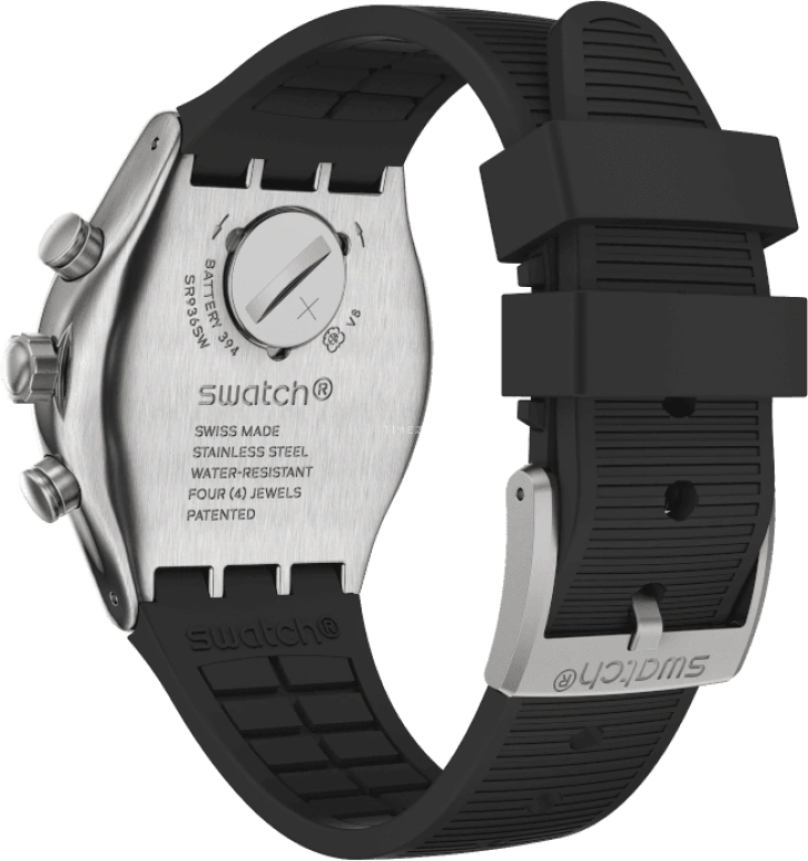 Swatch,IRONY 43mm,43mm,Stainless Steel,Black,Silver,YVS486