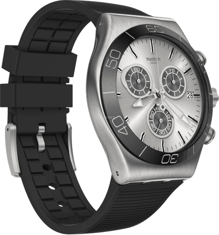 Swatch,IRONY 43mm,43mm,Stainless Steel,Black,Silver,YVS486