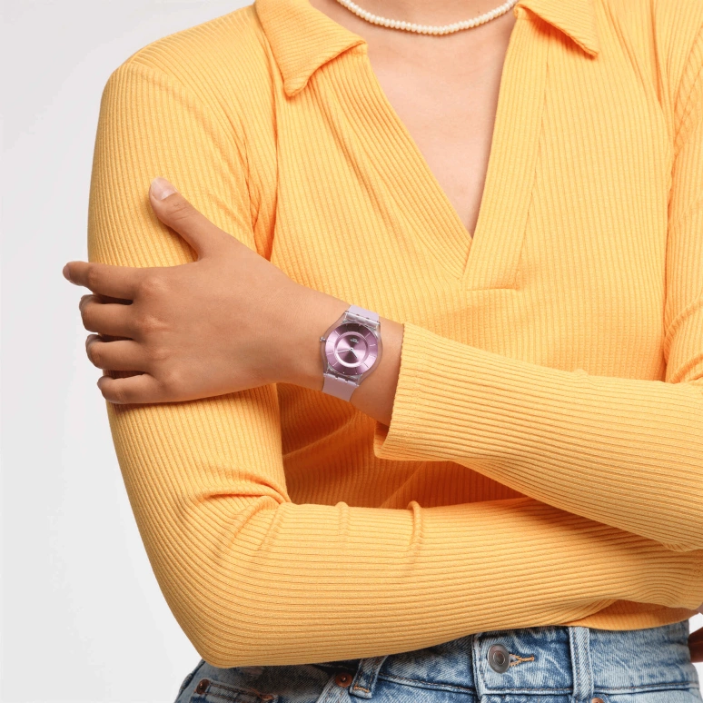 Swatch,SKIN 34mm,34mm,Bioceramic,Purple,Closed,SS08V100