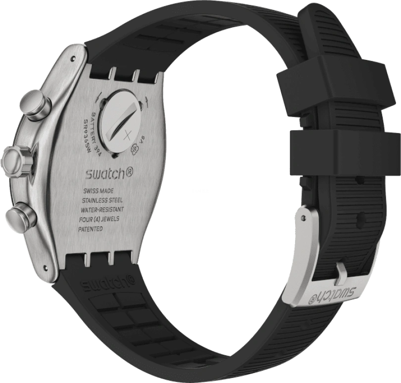 Swatch,IRONY 43mm,43mm,Stainless Steel,Black,Silver,YVS486