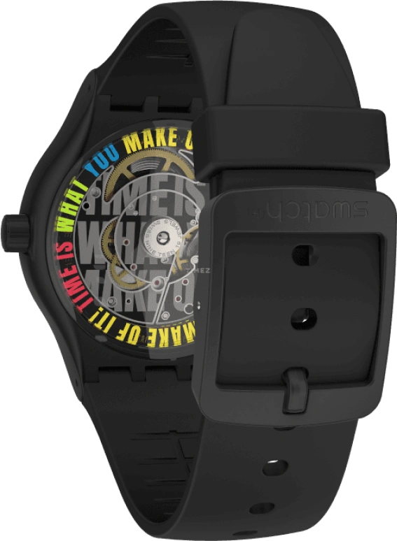 Swatch,Originals 42mm,42mm,Bio-sourced,Black,Quartz,Sapphire,Crystal Glass,Round,SO30B400