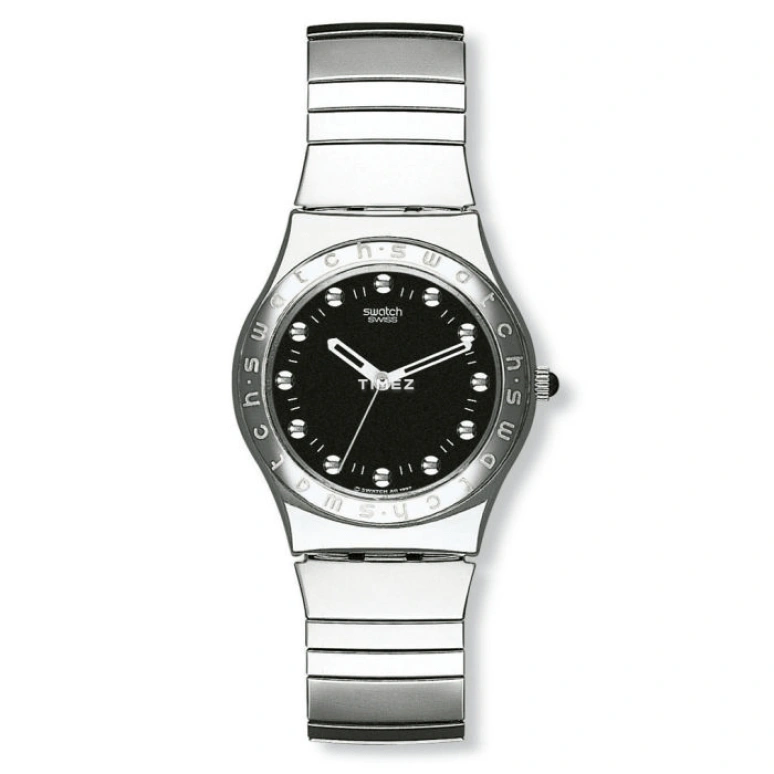 Swatch,Originals 34mm,34mm,Stainless Steel,Black,Quartz,Round,Silver,YLS112B